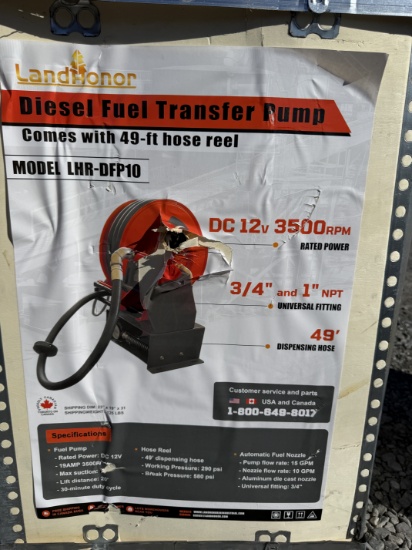 New Landhonor Diesel Fuel Transfer Pump W/ Reel