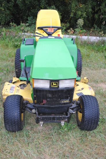 445 John Deere mower with 54" deck, new fuel filter, spark plugs, replaced valve cover gaskets, 22hp