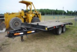 10 Ton flatbed trailer, 15' + 5' beaver tail, 8' wide, tilt deck, 9.5-16.5 tires, dual tandem, good