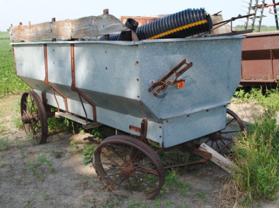Galvanized flare box on steel wagon;
