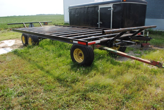 Woodford-Ag 22’x10’ pipe bed big bale trailer on 1274 E-Z Trail wagon, light kit, also set of drop i