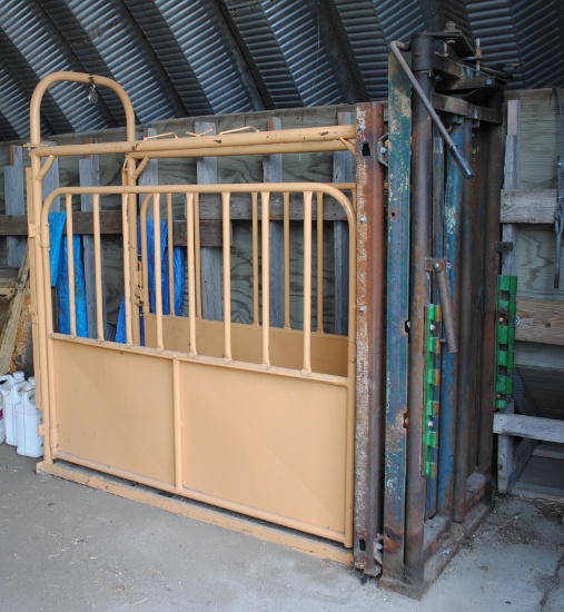 Cattle chute with Big Valley self-catching headgate & Formost side panels;