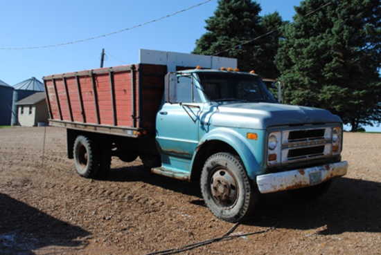 1969 Chevrolet C50 (model TK) Grain truck with wooden box and hoist, does not run, small block V8, g