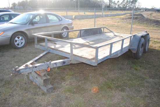 Trailer, 16' x 76" in between fenders with 1' rail, no jack, NO TITLE, good tires