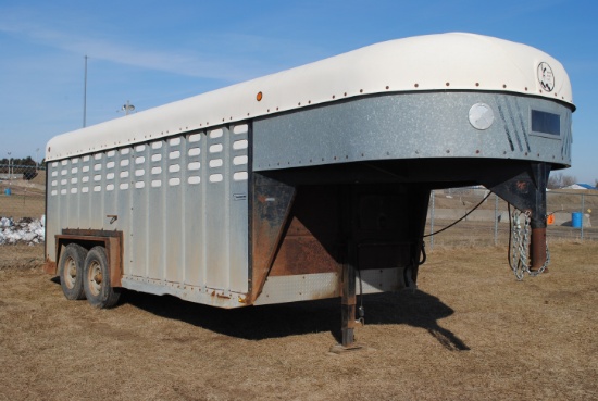 1986 Kiefer Gooseneck Livestock Trailer, 18' long on the floor, 7' wide, 6-1/2' tall, galvanized sid