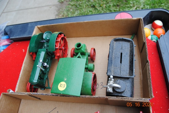 3 Boxes including Avery steam engine, Baker steam engin, Fordson tractor, Zilm Threshing & Toy Show