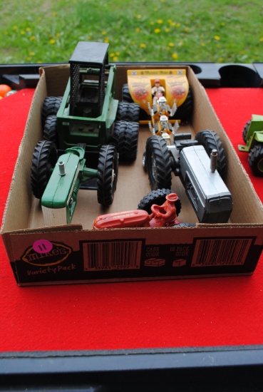 2 Boxes including misc. sized John Deere, Steiger, Allis, Oliver, Gleaner, Hubly, tractors, skid loa
