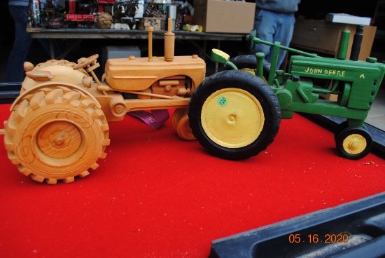 (2) Wooden tractors