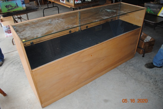 Glass-top display case 6' long by 20" wide by 3' tall