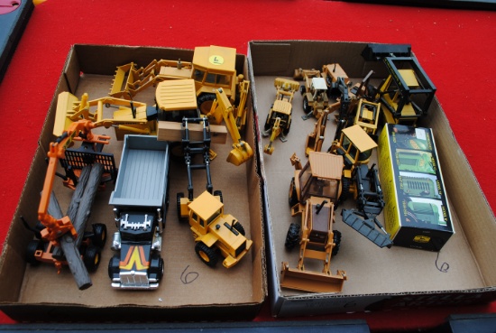 2 Boxes of misc. sizes construction equipment, truck, skid loader, John Deere, Case & New Holland