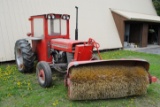 Massey Ferguson 135 Tractor with 6' hydraulic up and down front-mount broom, power steering, shows 2