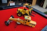 Tonka forklift and Hubley road grader (missing rear axle)