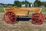 Homemade 4-Wheel Horse-drawn Wagonette with pole, 2 benches, 2 chairs (1 flips-up), has bearings in