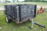 5'x8' 2-Wheeled Steel Trailer with 3' wood sides, permanent plate