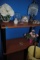 2 Matching shelves, tray on stand, garbage cans, floral décor