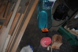 Contents of east wall in garage along with items on floor, copper tubing, flashing, trim boards (if