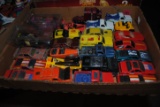 Flat of misc. Hot Wheels and/or Matchbox cars & trucks