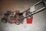 Massey Ferguson self-propelled push mower (owner states it ran this summer), 5-gallon Midland gas ca