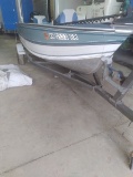 1992 Northwoods 16' aluminum fishing boat on trailer, 3 swivel seats, live well, 40HP Mercury oil in
