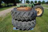 Pair of 18.4-38 Band Duals with pail of hardware (off of IH 1066)