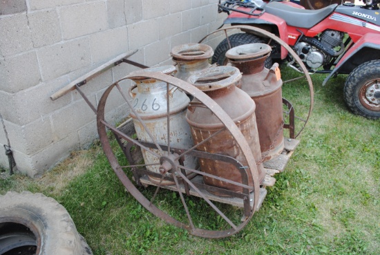 Milk Can cart with 4 milk cans