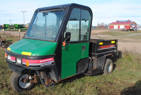 Cushman Textron Turf-Truckster with cab, gas, dump box, did run but has been sitting for 2 years, ba