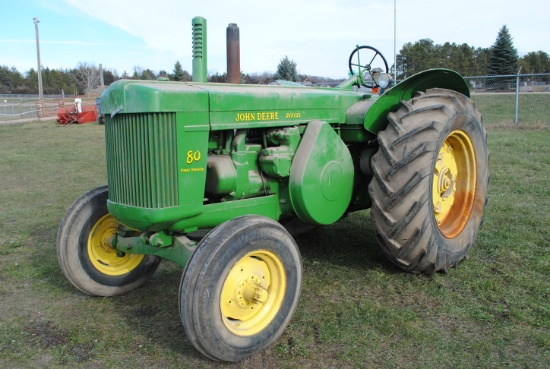 John Deere 80 Diesel Tractor, wide front, power steering, pony motor, PowrTrol, 1 set of wheel weigh