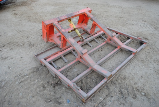 72" Leveling Bar with teeth, not hydraulic, homemade, with skid loader quicktach plate