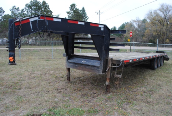 2004 John Kerr Mfg. Gooseneck Trailer, 25' plus 5' beaver tail, tri-axle, 3 flip down ramps, tool bo