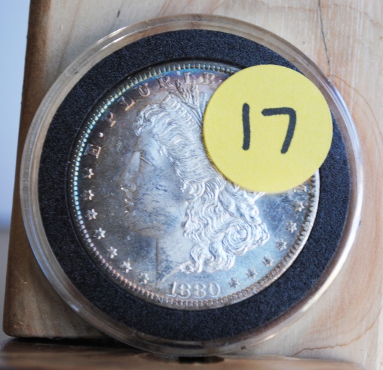 1880 Morgan Dollar, 'S', Choice BU, MS62 or Better, with attractive peripheral toning