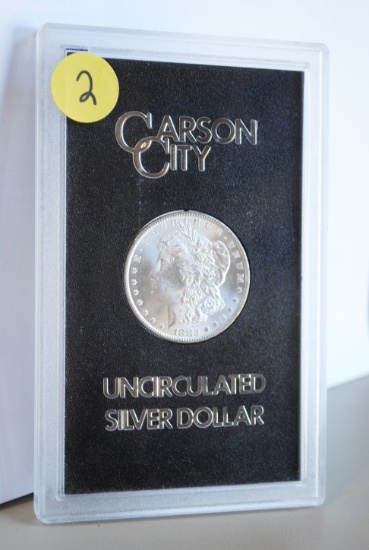 1882 Morgan Dollar, 'Carson City', in original government holder, MS63 or better, no box