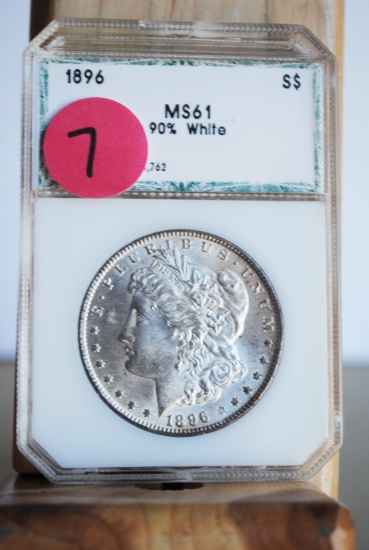 1896 Morgan Dollar, PCI graded, MS61 or Better