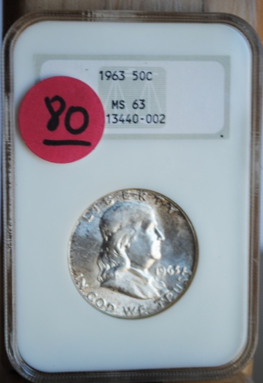 1963 Franklin Half Dollar, NGC graded, MS63