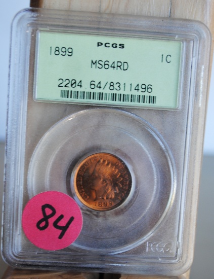 1899 Indian Head Penny, PCGS graded, MS64 Red