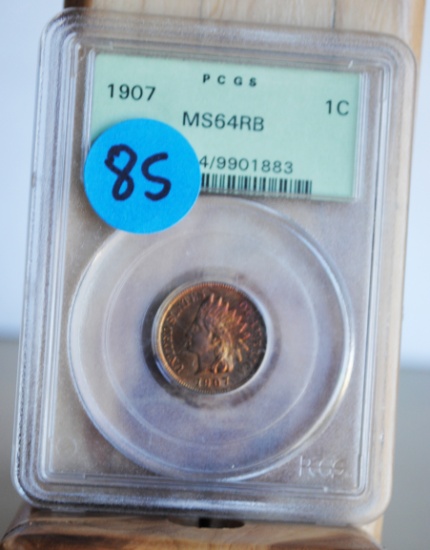 1907 Indian Head Penny, PCGS graded, MS64 RB