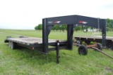 2012 Tomahawk Deckover trailer, 20' + 5' beaver tail, tandem axle, side pockets, 8-bolt wheels, (Tit