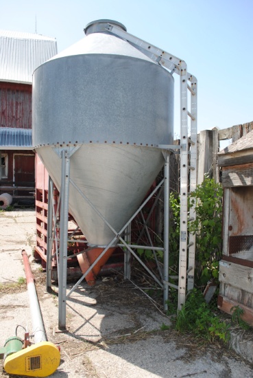 Approx. 2 to 3-Ton Feed Bin with 4"x15' Auger with electric motor