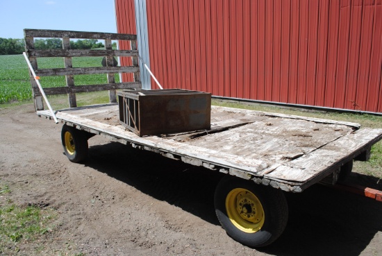 8'x17' Hay Rack on Kasten running gear with extendable pole (Contents not included)