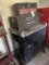 Metal tool boxes (2) and black metal cabinet with work top on wheels, approx. 20