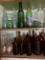 Green and brown glass bottles