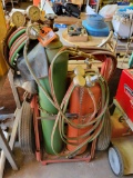 Acetylene cutting welding torch on cart; with pressure gauges and related tools; unknown level of
