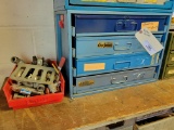 Metal part organizer with pull out drawers and cases; Approx. 13