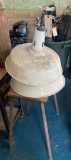 Small homemade table with porcelain light fixtures, 19