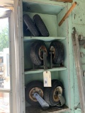 Assorted small utility rubber tire casters and extra wheels