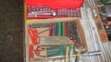 Hex wrenches, 3/8 sockets, ball peen hammer, punches