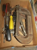 Vise Grip clamps, adjustable wrenches, screwdrivers, c-clamps