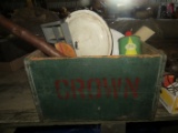 Wood Crown box, enamelware lids, over the fire popcorn fire, camping stove