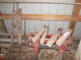 Wood horse buggy parts and wood saw horses