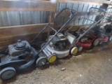 Push lawn mowers (4) - John Deere, Snapper and others, Unknown if working