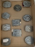 Hesston National Finals Rodeo miniature collector belt buckles - various years from 1980s and 1990s